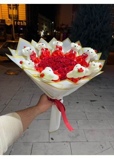 gül & ayıcık buketi